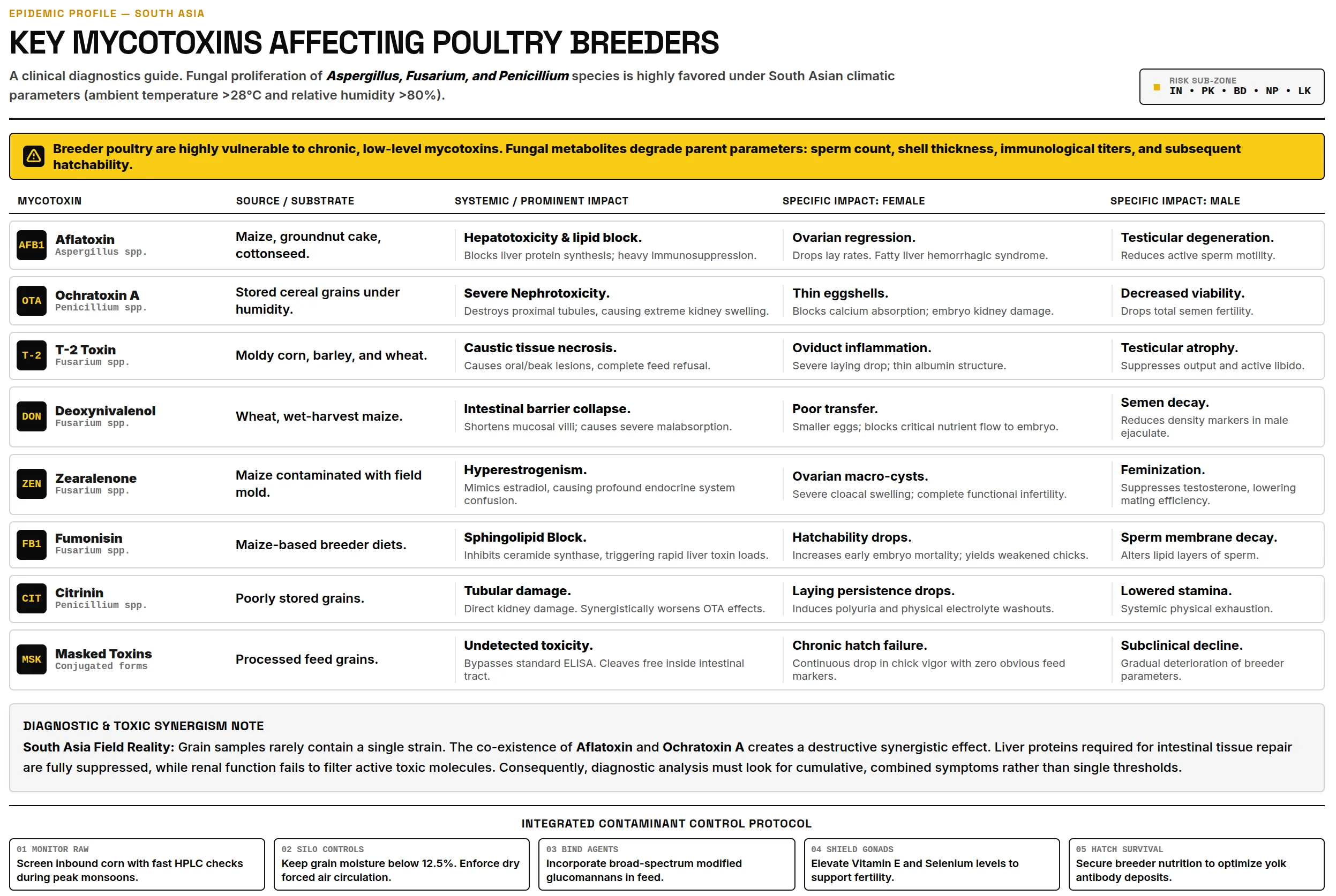 Key mycotoxins affecting poultry breeders in South Asia